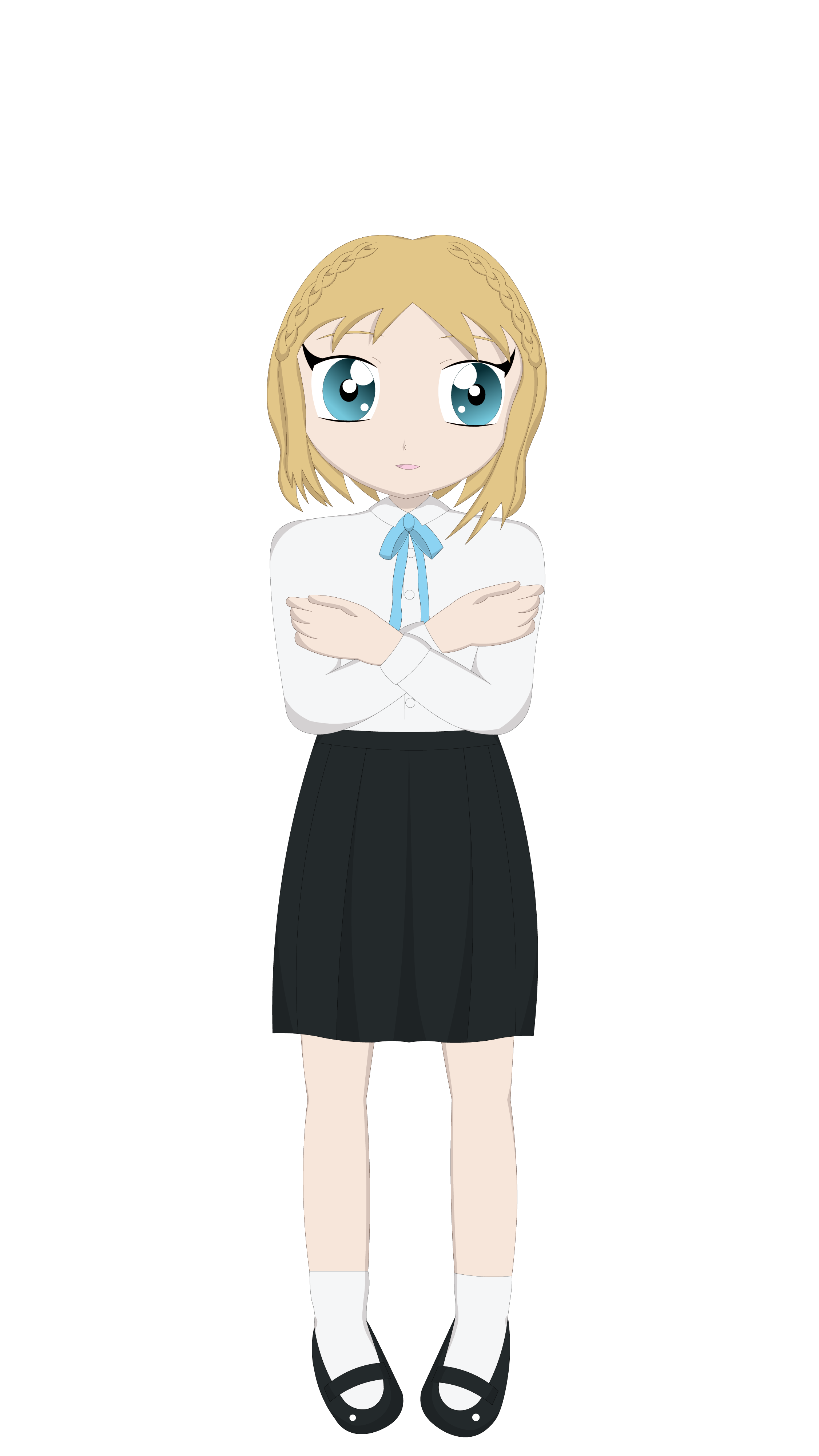 [Yui in school uniform, summer, worried]